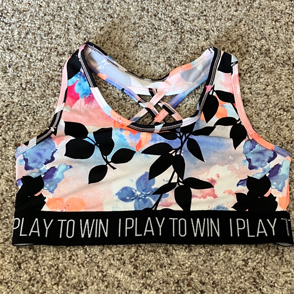 Youth ideology Floral Sports Bra with Motivational Band